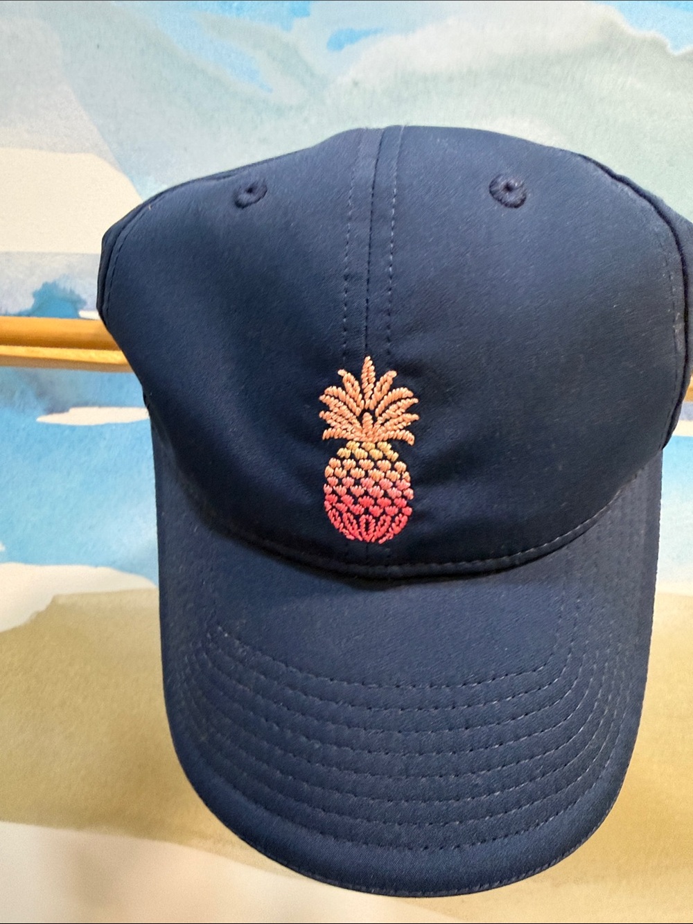 Tommy Bahama Navy Cap with Pink Gradient Pineapple
